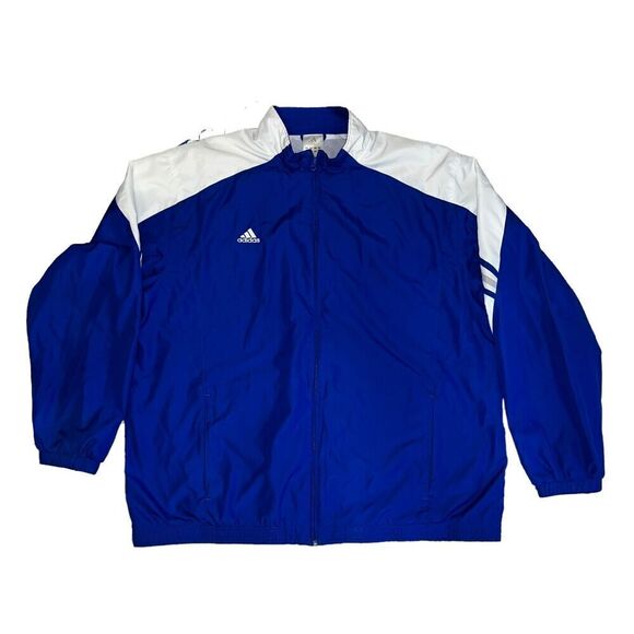 Adidas Track Jacket Adult 2XL Full Zip Blue White One Stripe Mesh Lined y2k - Picture 3 of 7